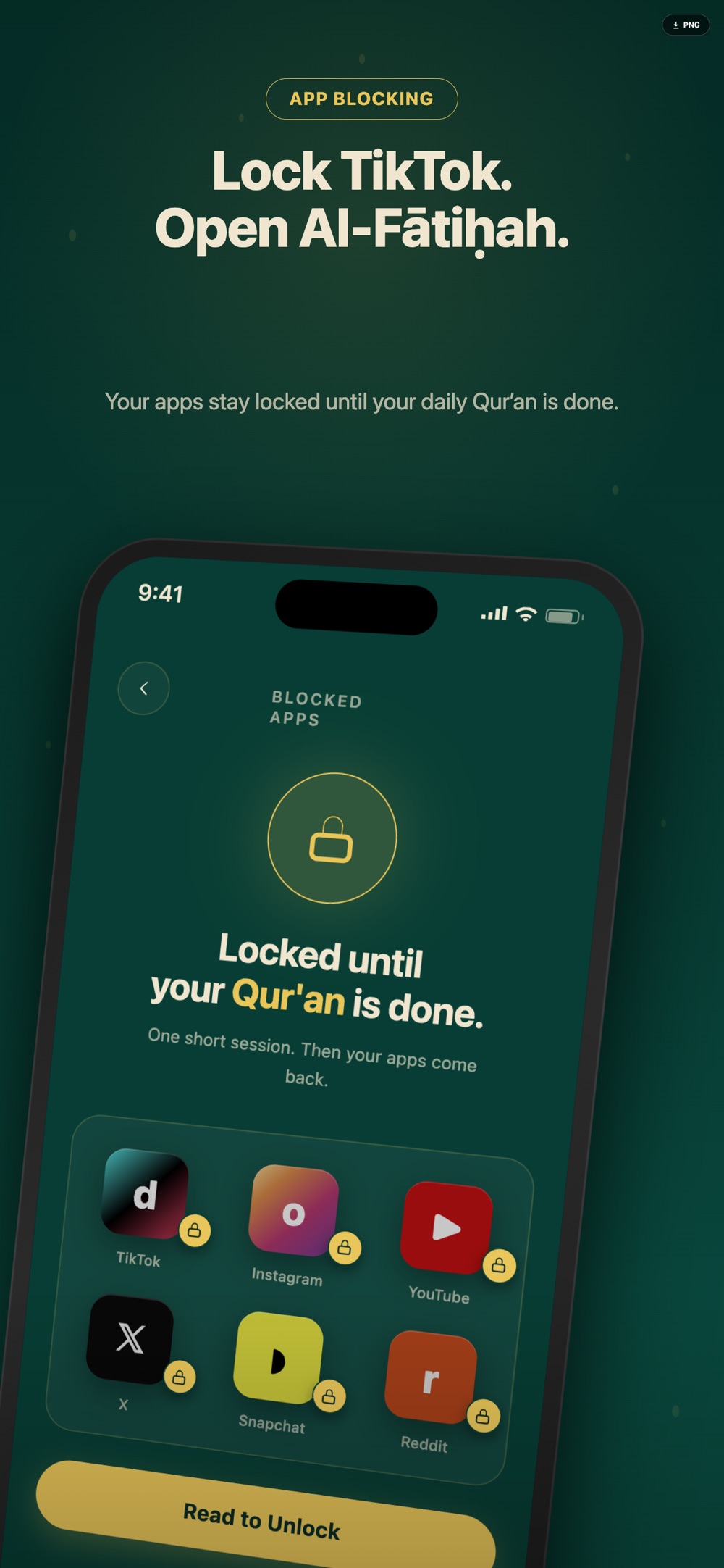 Quran Unlock blocking apps until the daily reading is done