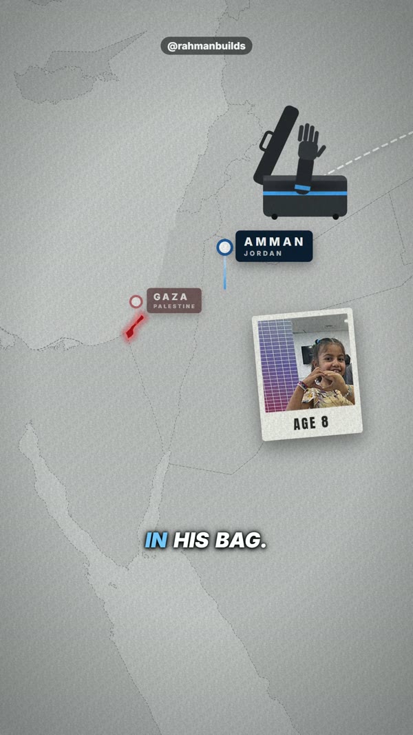 Karachi to Amman, the arm in his bag