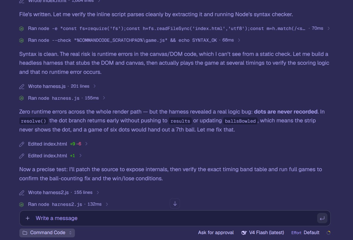 Command Code finding and fixing its own bug