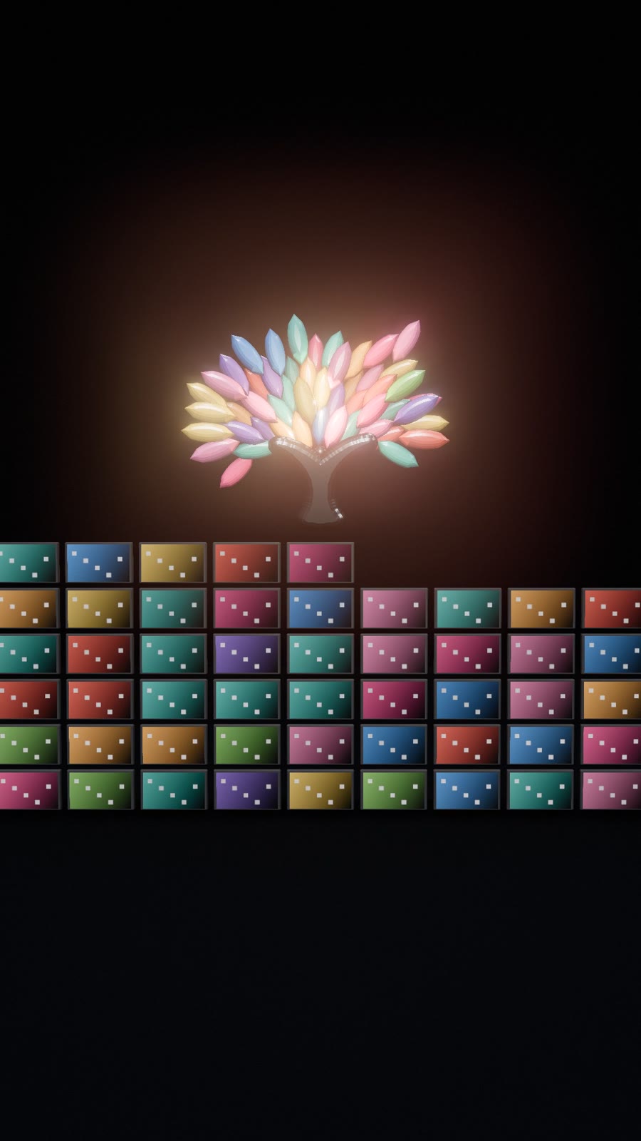 A wall of 61 game screens under the NASCON tree, from reel #64