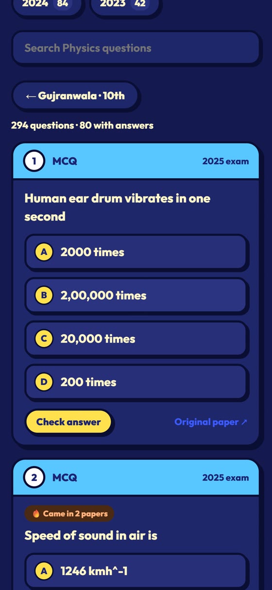 An MCQ with Check answer