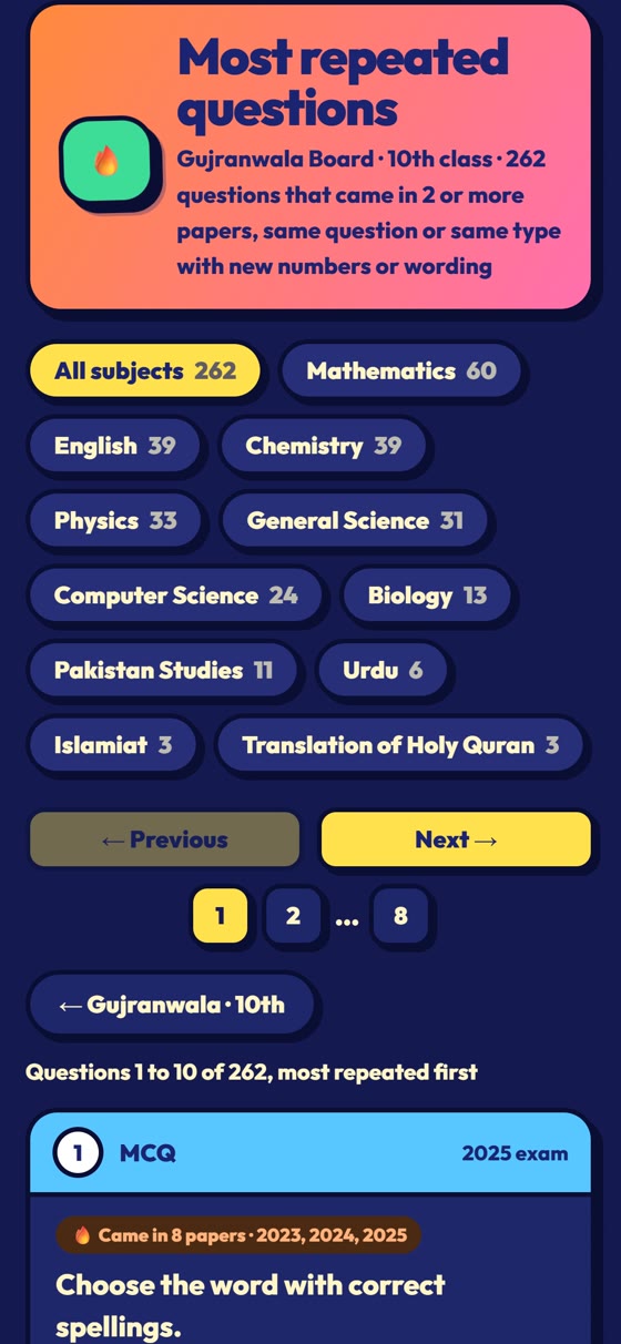 Most repeated questions